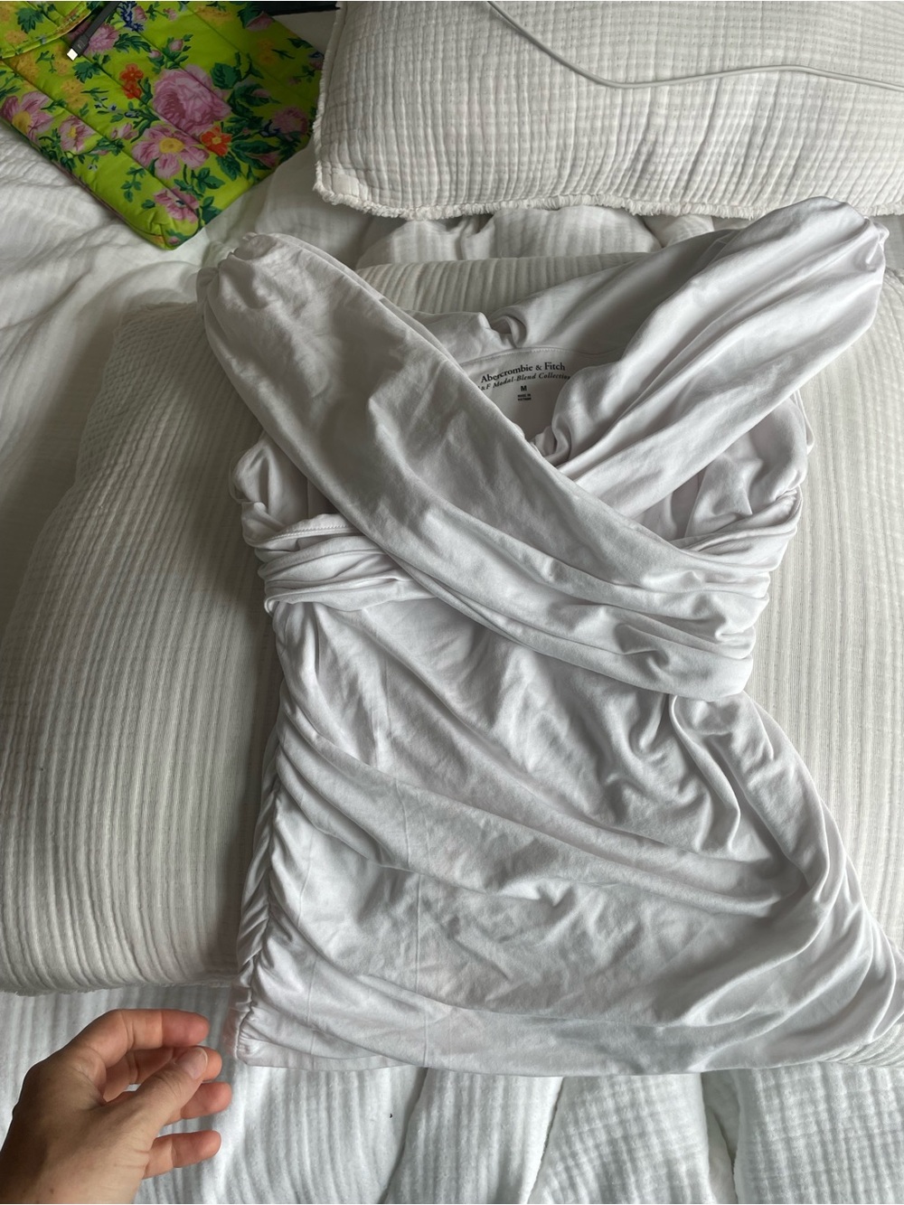 Abercrombie & Fitch White Ruched Shirt